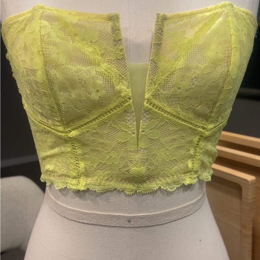 Victoria's Secret Neon Yellow Lace Bustier M